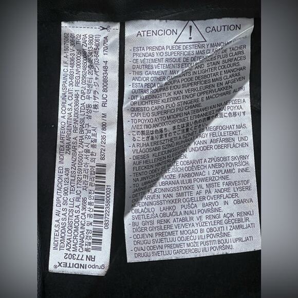 Zara Women's Black Faux Textured Leather Zip Ankle Legging Hi-Rise Size M - Picture 6 of 7